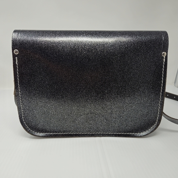Cambridge Satchel Leather Crossbody Bag Graphite Black Metallic Glitter Sparkle - Picture 14 of 15